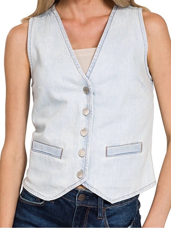 Zenana Outfitters Jackets & Blazers - ✨Zenana Light Blue Denim Vest Women Jeans Size M